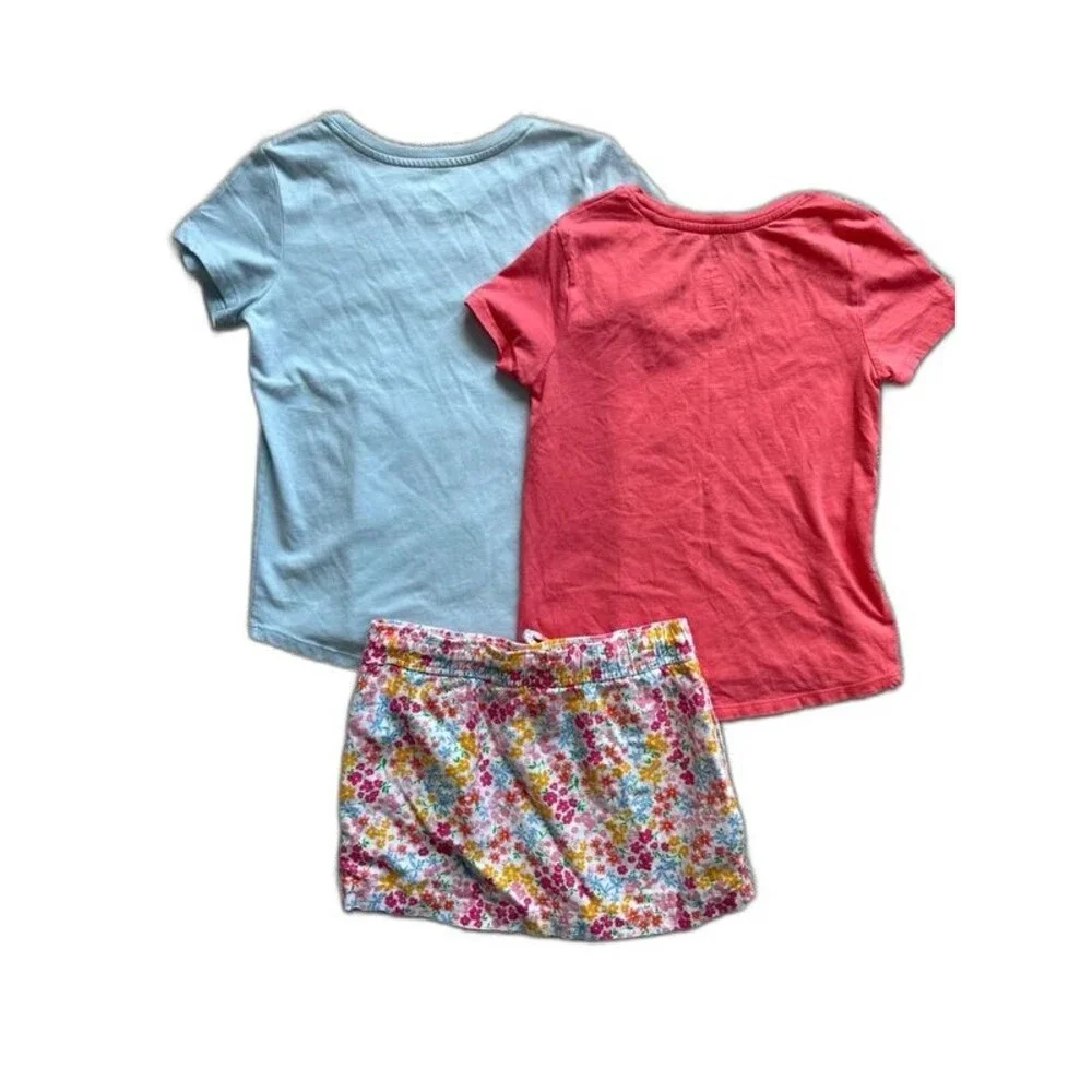 Girls Summer Lot Size 7/8 Old Navy Floral Skirt Member’s Mark Rainbow Tees NWOT